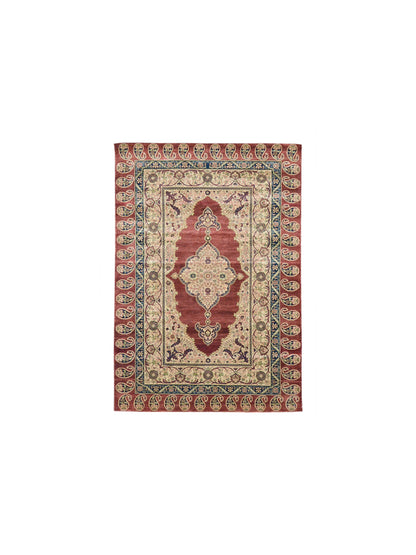 Rust Ivory Pure Silk Traditional Luxury Handknotted Area Rug 4.0x6.0ft 122x182Cms