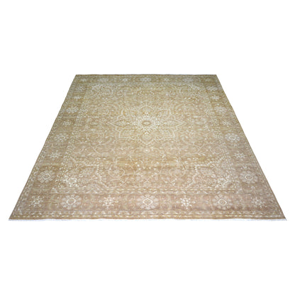 Floral Brown Ivory and Camel Traditional Persian Pure Wool Luxury Handknotted Area Rug