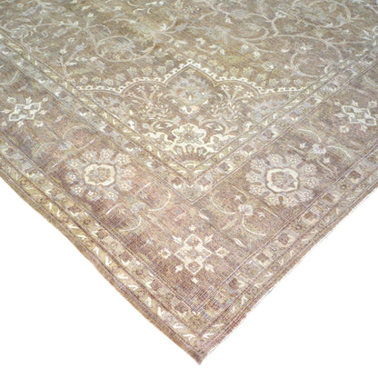 Floral Brown Ivory and Camel Traditional Persian Pure Wool Luxury Handknotted Area Rug