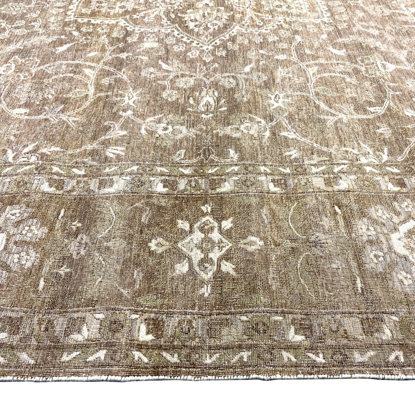 Floral Brown Ivory and Camel Traditional Persian Pure Wool Luxury Handknotted Area Rug