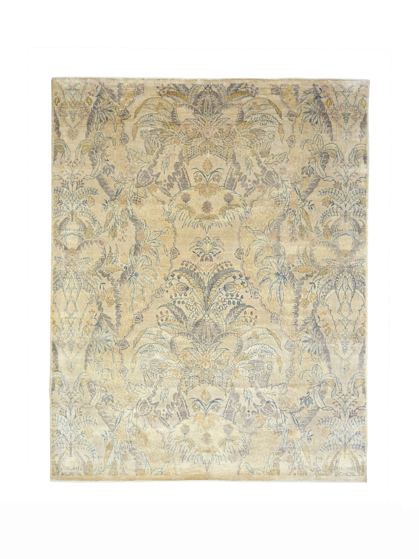 Gold and Multy Pure silk Transitional Handknotted Area Rug