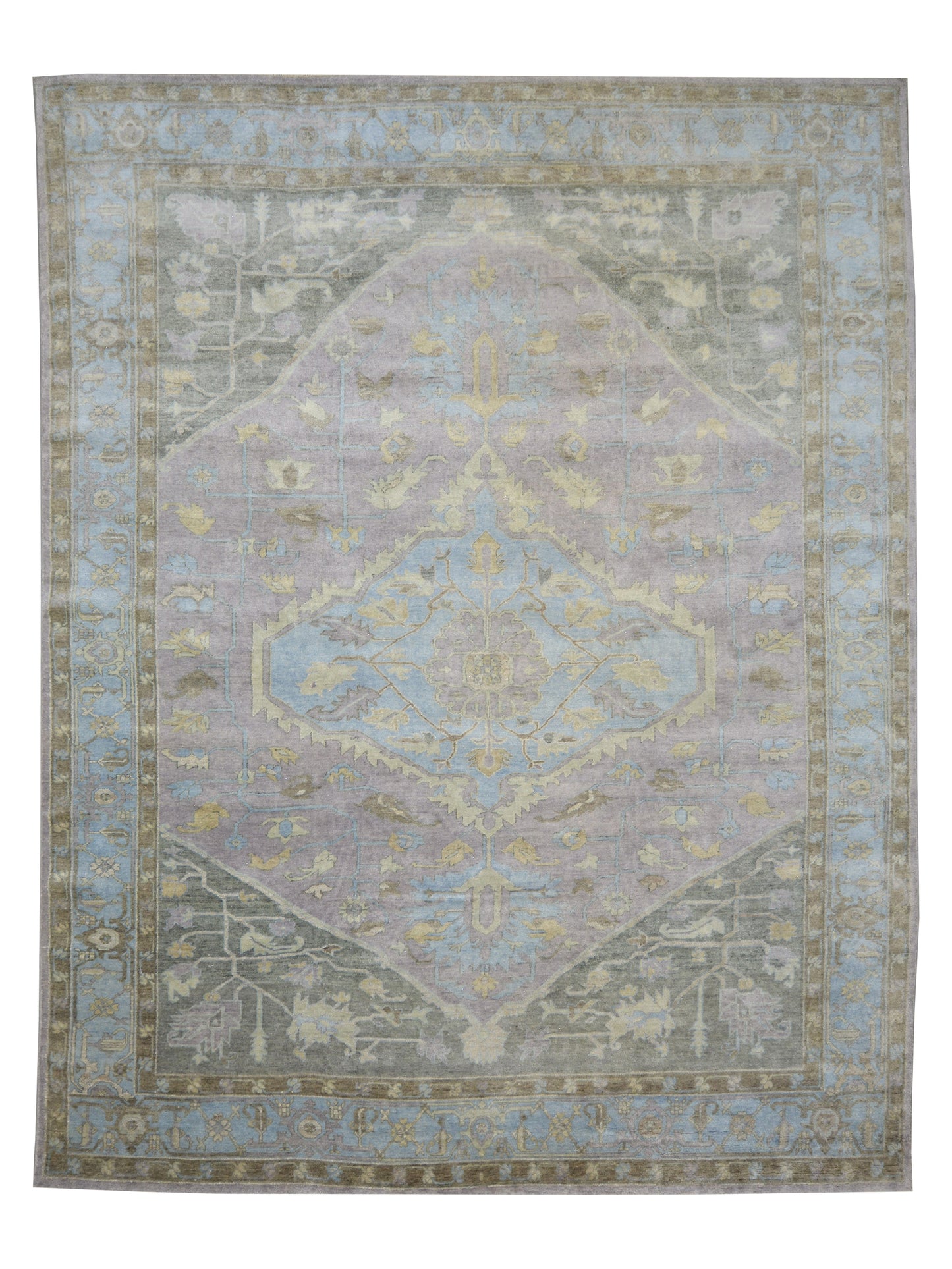 Lavender, Blue 100% Mohair Goat Wool Traditional Persian Area Rug 10.3x13.2ft 311x400Cms