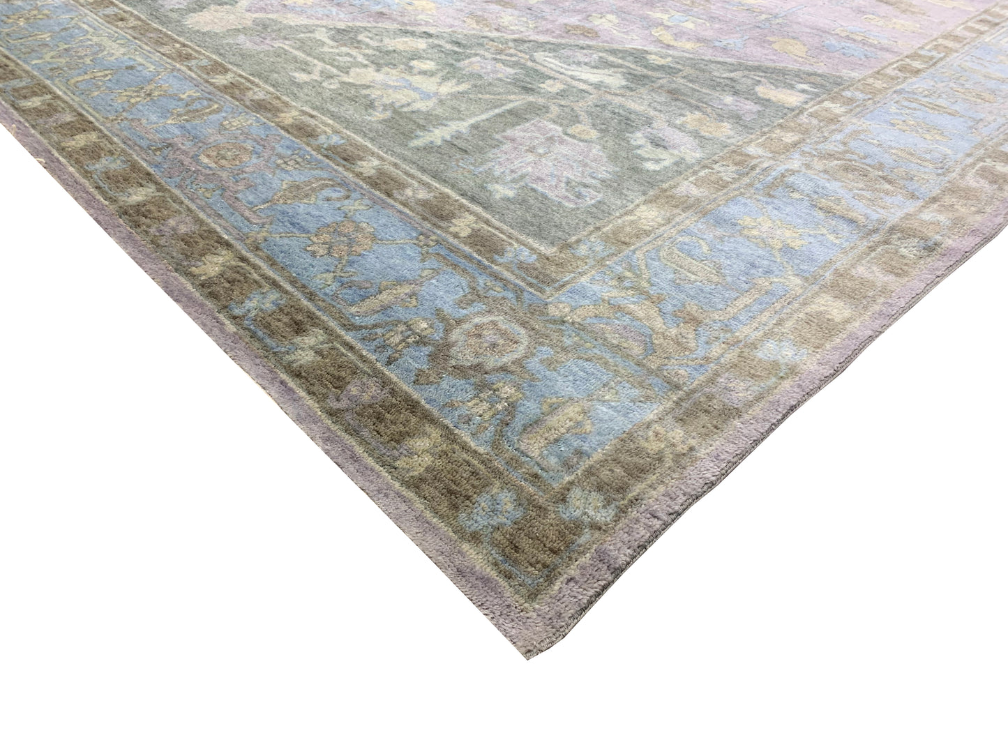 Lavender, Blue 100% Mohair Goat Wool Traditional Persian Area Rug 10.3x13.2ft 311x400Cms