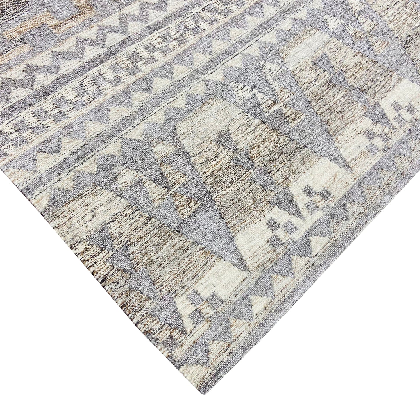 Ivory Silk Scandinavian Kilim 6.4x8.2ft 193x279Cms