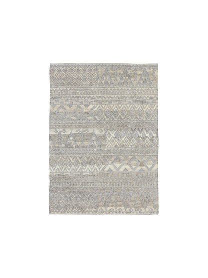 Ivory Silk Scandinavian Kilim 5.5x7.7ft 165x230Cms