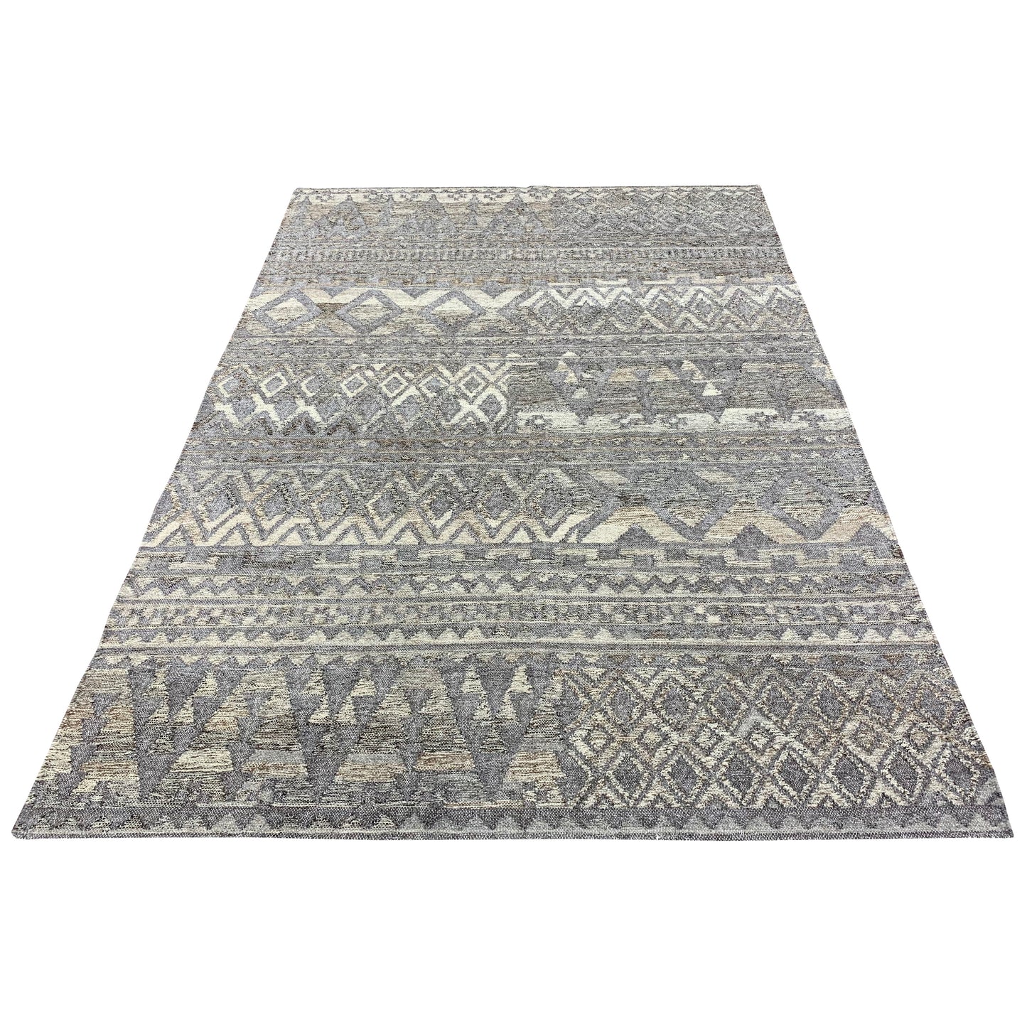 Ivory Silk Scandinavian Kilim 5.5x7.7ft 165x230Cms