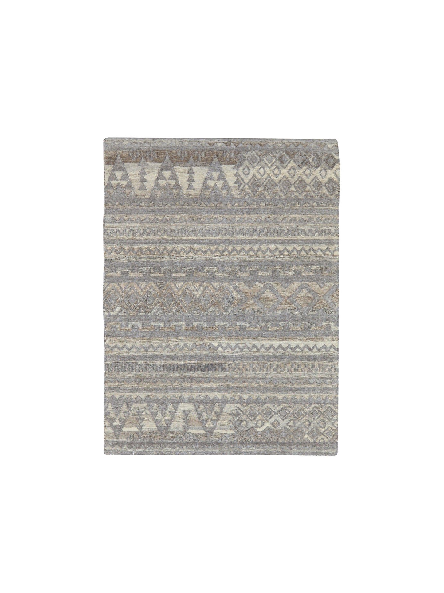 Ivory Silk Scandinavian Kilim 4.11x6.5ft 149x196Cms