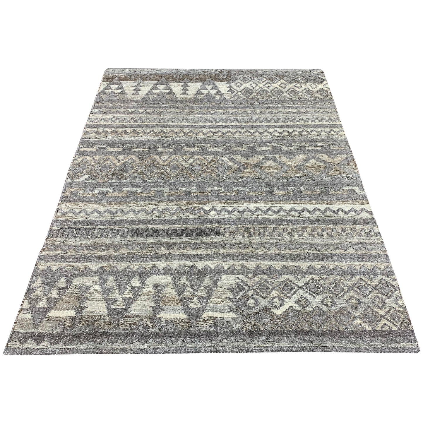 Ivory Silk Scandinavian Kilim 4.11x6.5ft 149x196Cms