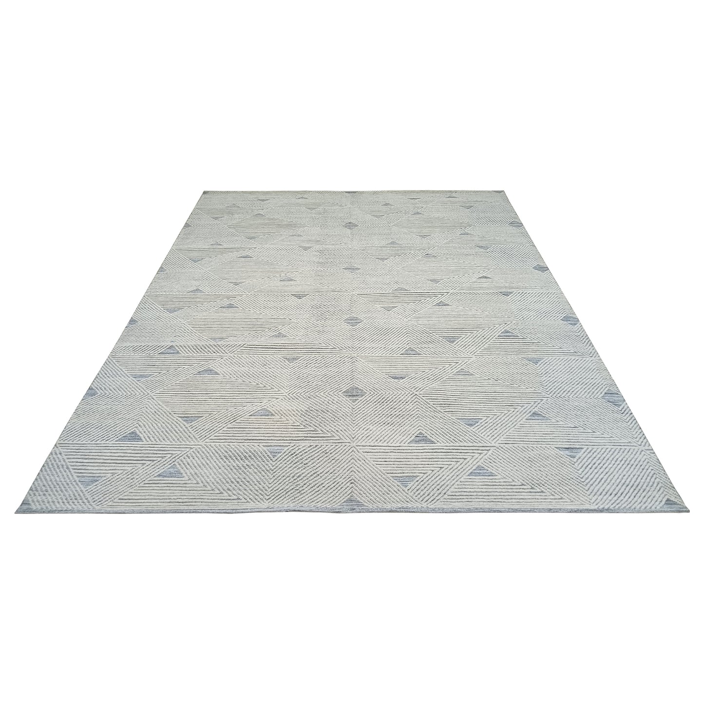 Grey and Ivory Modern Japandi Viscose and Wool Textured Handknotted Area Rug