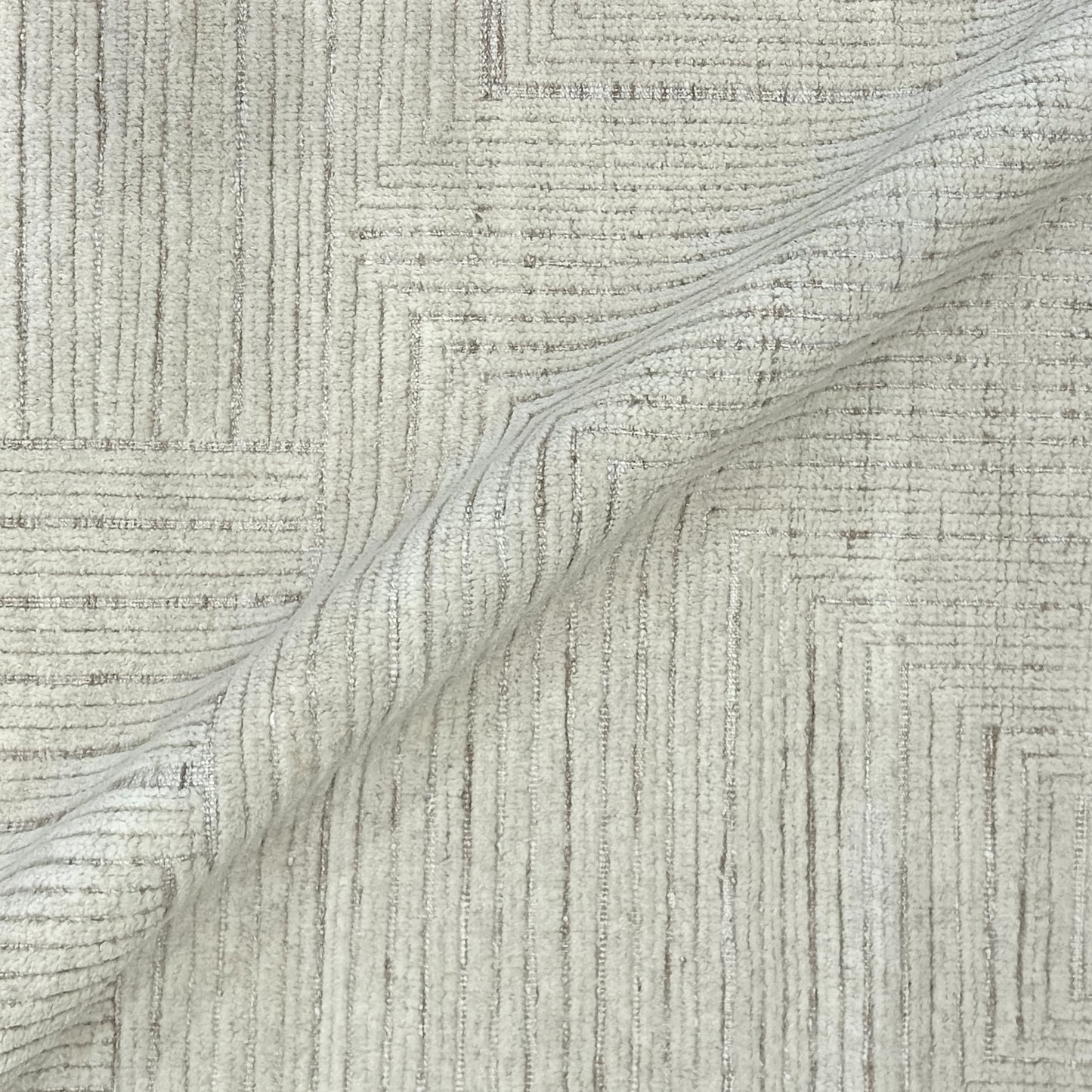 Silver and Beige Modern Textured Woollen Japandi Handknotted Area Rug