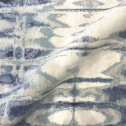 Beige, Grey and Blue Silk and Wool Modern Abstract Handknotted Area Rug