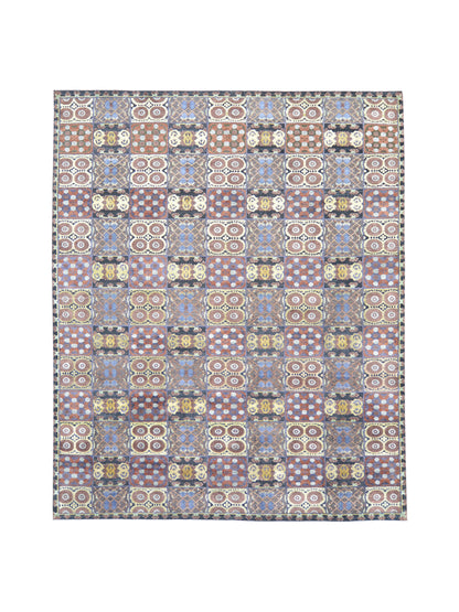 Brown and Multi Silk and Wool Transitional Mamluk Handknotted Area Rug