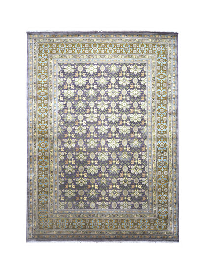 Garden Samarkand Lavender, Camel and Multy Traditional Silk and Wool Handknotted Area Rug