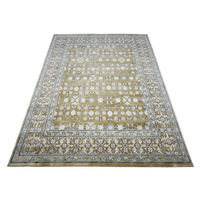 Samarkand Garden Camel, Ivory and Light Blue Traditional Handknotted Area Rug