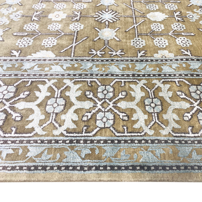 Samarkand Garden Camel, Ivory and Light Blue Traditional Handknotted Area Rug