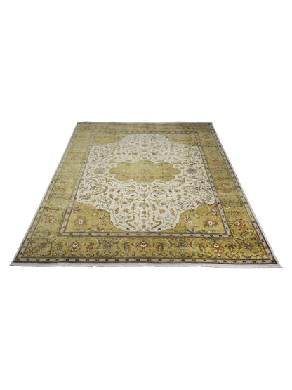 Persian Bahaar Camel Ivory and Rust Traditional Luxury Handknotted Area Rug