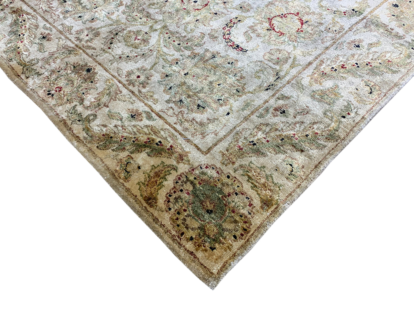 Ivory Multi Pure Silk Transitional Luxurious Handknotted Area Rug 3.11x6.0ft 120x182Cms