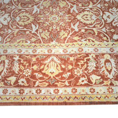 Garden Rust, Ivory and Gold Traditional Persian Pure Wool Luxury Handknotted Area Rug