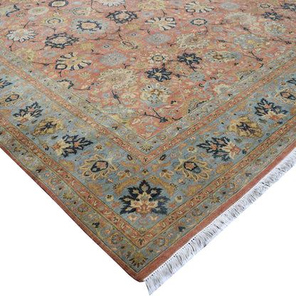 Lamani Rust, Light Blue and Multy Luxury Traditional  Pure Wool Handknotted Area Rug