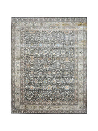 Elegacy Charcoal, Ivory and Multy Samarkand Luxury Traditional  Pure Wool Handknotted Area Rug