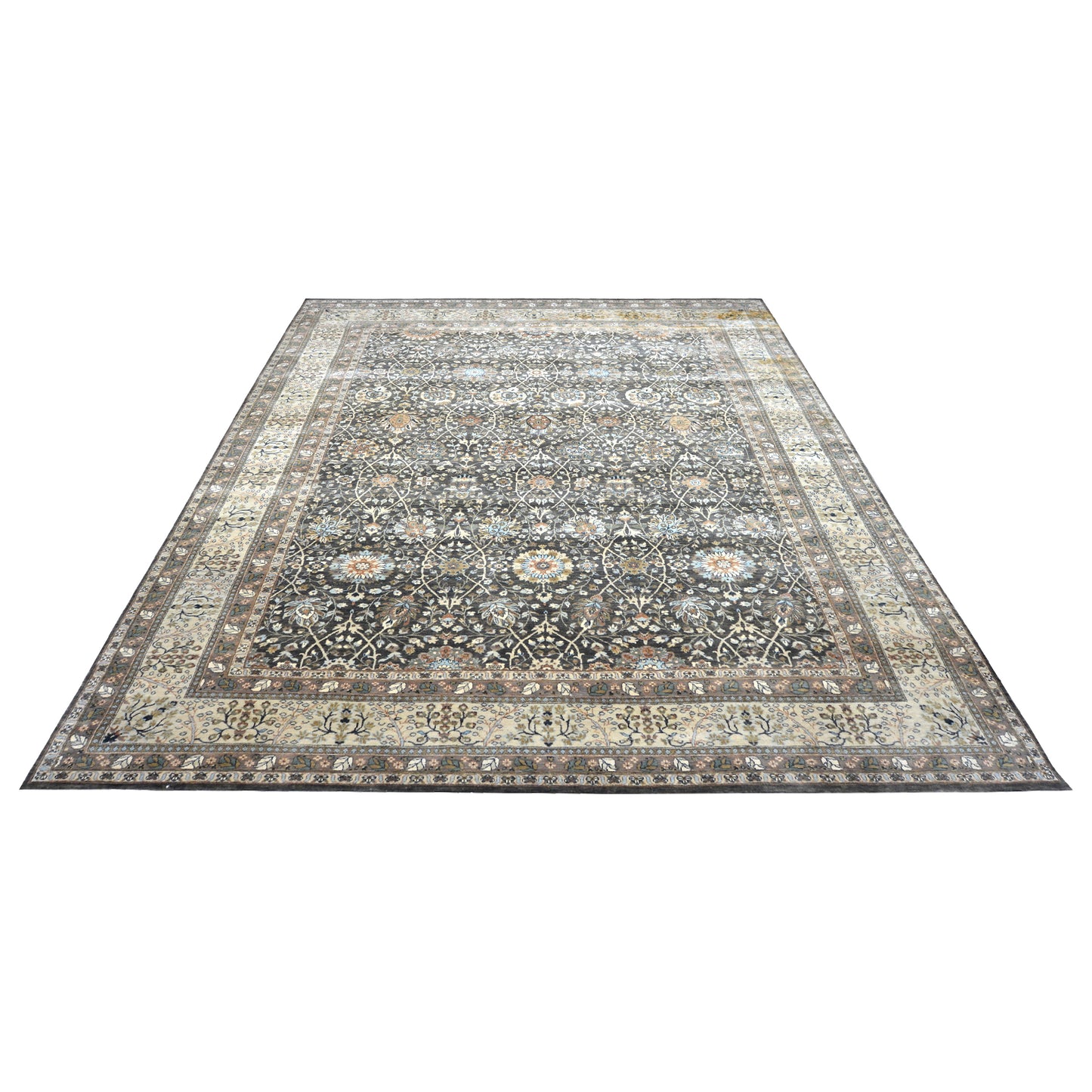 Elegacy Charcoal, Ivory and Multy Samarkand Luxury Traditional  Pure Wool Handknotted Area Rug