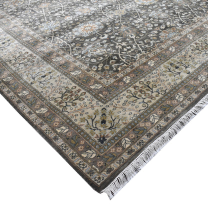 Elegacy Charcoal, Ivory and Multy Samarkand Luxury Traditional  Pure Wool Handknotted Area Rug