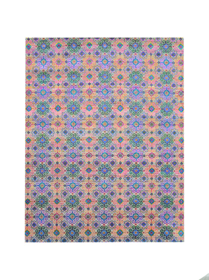 Grey and Multy Sari Silk and Wool Transitional Handknotted Area Rug 7.10x10.4ft 238x316Cms