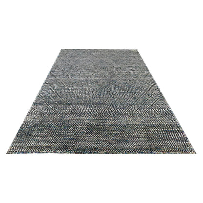 Ivory Grey and Multi Silk and Wool Modern Oxidized Handknotted Area Rug 7.11x9.10ft 240x298Cms