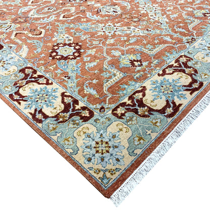 Rust and Camel Pure Wool Traditional Handknotted Area Rug