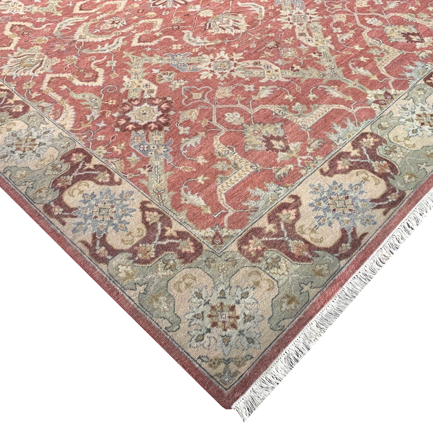 Rust and Camel Pure Wool Traditional Handknotted Area Rug