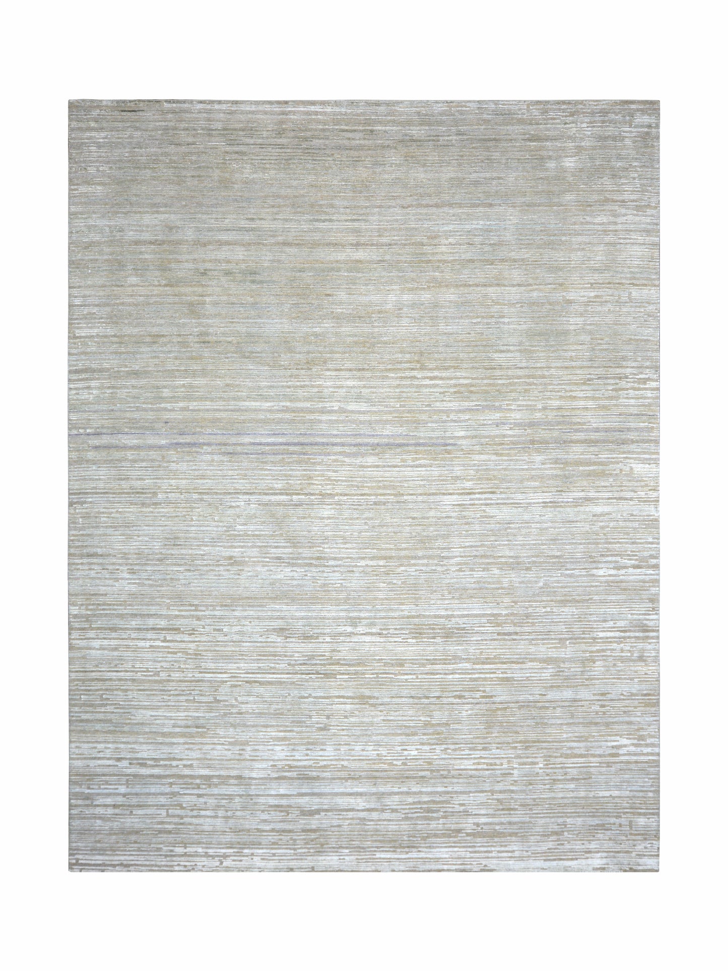 Grey Silk and Wool Modern Textured Handknotted Area Rug