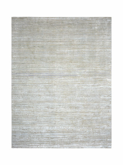 Grey Silk and Wool Modern Textured Handknotted Area Rug