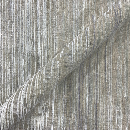 Grey Silk and Wool Modern Textured Handknotted Area Rug