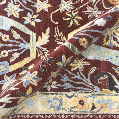 One of a Kind Red and Gold Blended Silk Traditional Bidjar Handknotted Area Rug