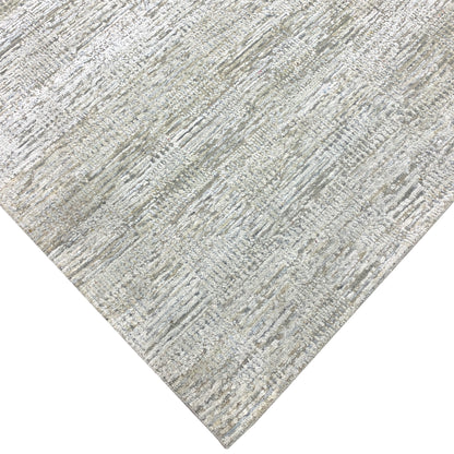 Grey and Silver Silk and Wool Modern Pattern Handknotted Area Rug