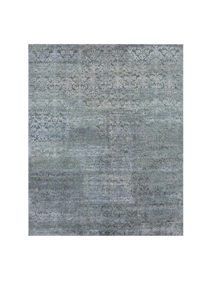 Charcoal, Black and Grey Wool Viscose Transitional Handknotted Area Rug