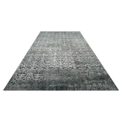 Charcoal, Black and Grey Wool Viscose Transitional Handknotted Area Rug