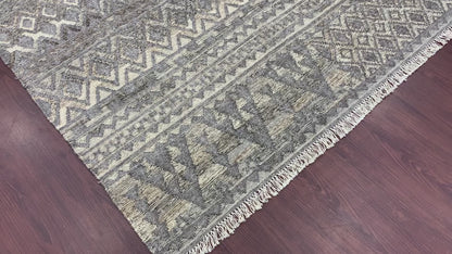 Ivory Silk Scandinavian Kilim 5.5x7.7ft 165x230Cms