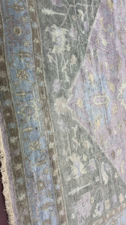 Lavender, Blue 100% Mohair Goat Wool Traditional Persian Area Rug 10.3x13.2ft 311x400Cms